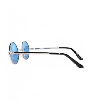 Round Retro Vintage Circle Style Sunglasses Colored Metal Frame Small frame 43 mm and 55 mm - 43_silver_blue - CO184XKIILO $4...