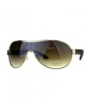 Unisex Shield Sunglasses Designer Fashion Oval Shield Style Shades UV 400 - Gold Brown - CR180OCH9N8 $7.67 Shield