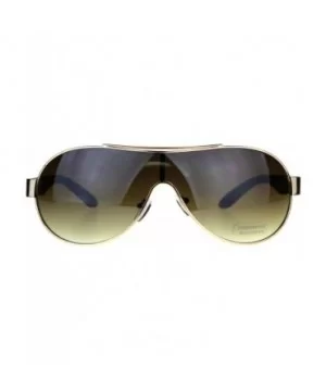 Unisex Shield Sunglasses Designer Fashion Oval Shield Style Shades UV 400 - Gold Brown - CR180OCH9N8 $7.67 Shield