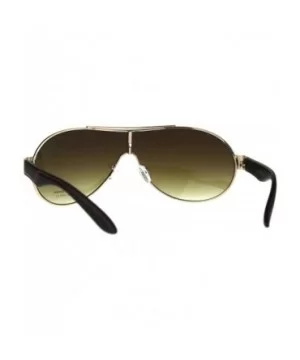 Unisex Shield Sunglasses Designer Fashion Oval Shield Style Shades UV 400 - Gold Brown - CR180OCH9N8 $7.67 Shield