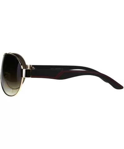 Unisex Shield Sunglasses Designer Fashion Oval Shield Style Shades UV 400 - Gold Brown - CR180OCH9N8 $7.67 Shield