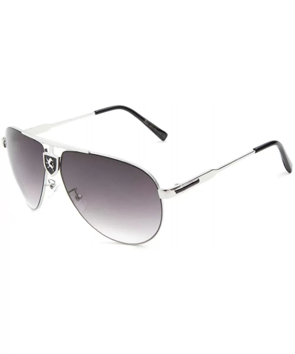 Gradient Lens Aviator Sunglasses - Silver & Black - CE12L9N9E19 $6.61 Aviator