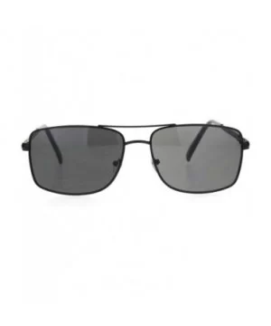 Mens Large Narrow Rectangular Officer Pilots Metal Sunglasses - All Black - CG18OZ57GQH $6.18 Rectangular