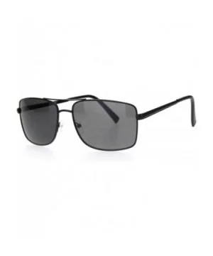 Mens Large Narrow Rectangular Officer Pilots Metal Sunglasses - All Black - CG18OZ57GQH $6.18 Rectangular