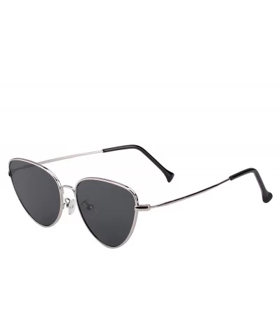 Womens Cat Eye Mod Metal Glasses Fashion Sunglasses - Silver / Grey Lens - CR1868IRSX7 $8.94 Goggle