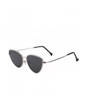 Womens Cat Eye Mod Metal Glasses Fashion Sunglasses - Silver / Grey Lens - CR1868IRSX7 $8.94 Goggle