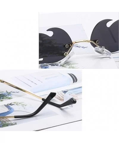 Women Vintage Sunglasses Fire Mirror Metal Rimless Sun Glasses for Men Narrow Eyewear - Silver Mirror - CM18WW608S2 $5.96 Rim...