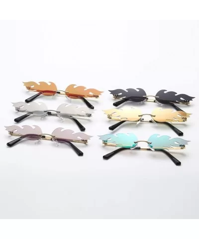 Women Vintage Sunglasses Fire Mirror Metal Rimless Sun Glasses for Men Narrow Eyewear - Silver Mirror - CM18WW608S2 $5.96 Rim...