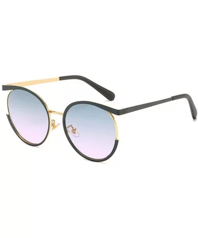 Ultra light Fashion Lady Unique Designer Sunglasses Round Frame Men Cat Glasses UV400 - Green Pink - CD18SMOZQK4 $10.19 Round