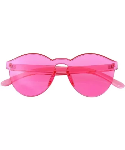 Mono Block Rimless PC Color Tone Lens Sunglasses Eyewear Glasses - Pink - CX18KKWRKE2 $6.49 Round