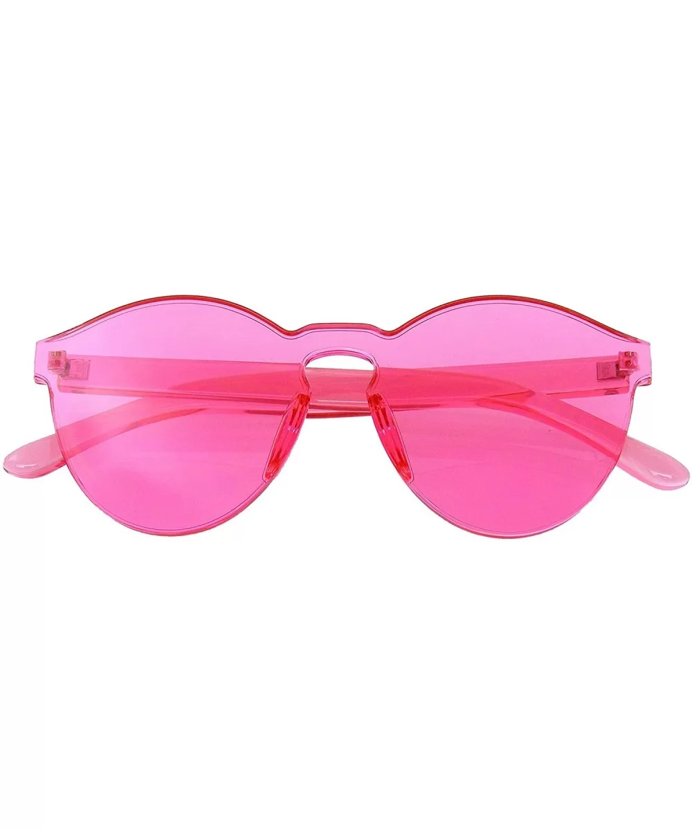 Mono Block Rimless PC Color Tone Lens Sunglasses Eyewear Glasses - Pink - CX18KKWRKE2 $6.49 Round