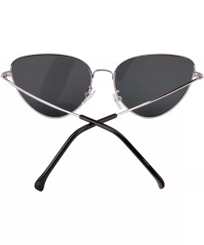 Womens Cat Eye Mod Metal Glasses Fashion Sunglasses - Silver / Grey Lens - CR1868IRSX7 $8.94 Goggle