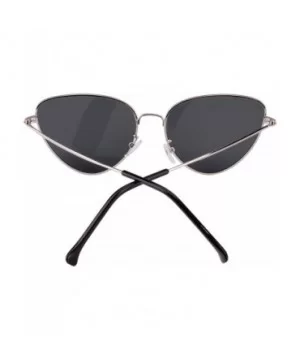 Womens Cat Eye Mod Metal Glasses Fashion Sunglasses - Silver / Grey Lens - CR1868IRSX7 $8.94 Goggle