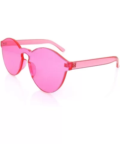 Mono Block Rimless PC Color Tone Lens Sunglasses Eyewear Glasses - Pink - CX18KKWRKE2 $6.49 Round