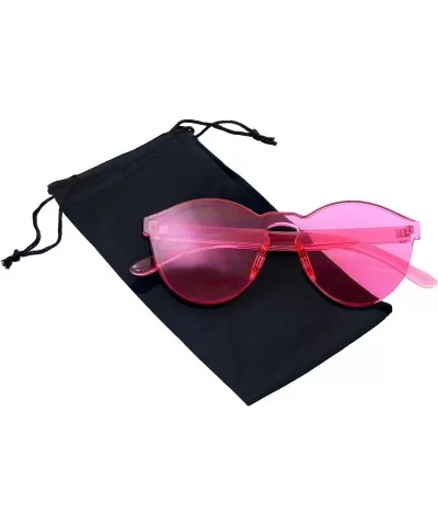 Mono Block Rimless PC Color Tone Lens Sunglasses Eyewear Glasses - Pink - CX18KKWRKE2 $6.49 Round