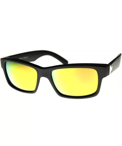 Action Sports Colorful Two-Tone Rectangle Color Mirror Lens Sunglasses (Black-Sun) - CS11S69NK8N $5.81 Rectangular