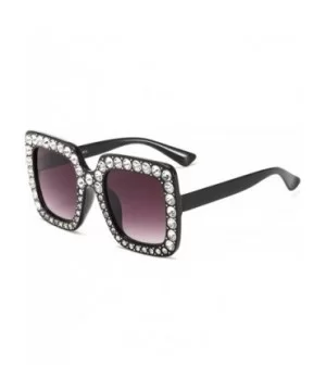 Oversized Sunglasses for Women Square Thick Frame Bling Bling Rhinestone Novelty Shades - CM18EZTD26W $7.42 Square