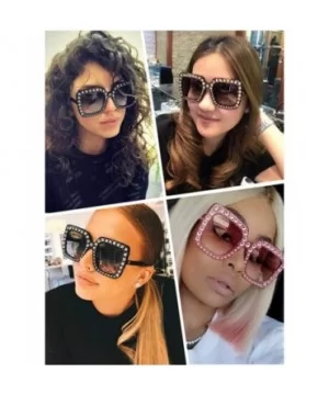 Oversized Sunglasses for Women Square Thick Frame Bling Bling Rhinestone Novelty Shades - CM18EZTD26W $7.42 Square