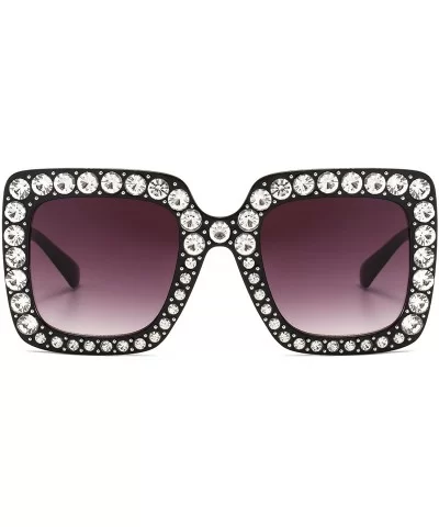 Oversized Sunglasses for Women Square Thick Frame Bling Bling Rhinestone Novelty Shades - CM18EZTD26W $7.42 Square