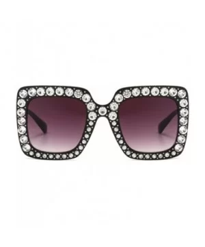 Oversized Sunglasses for Women Square Thick Frame Bling Bling Rhinestone Novelty Shades - CM18EZTD26W $7.42 Square