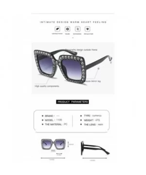 Oversized Sunglasses for Women Square Thick Frame Bling Bling Rhinestone Novelty Shades - CM18EZTD26W $7.42 Square