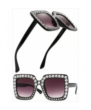 Oversized Sunglasses for Women Square Thick Frame Bling Bling Rhinestone Novelty Shades - CM18EZTD26W $7.42 Square