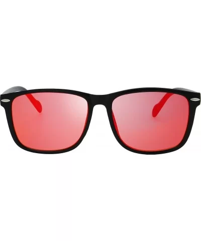 Flat Mirrored Reflective Color Lens 80's Retro Classic Trendy Stylish Sunglasses - Gift Box Package - CY18UWM3Q45 $9.66 Square