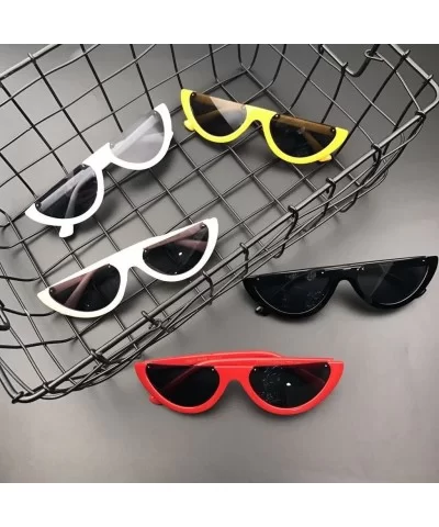 Cat's Eye Sunglasses Triangle Half Frame - Retro Sunglasses for Women Vintage Super Cool Sunglasses - CB189X5WGND $6.88 Cat Eye