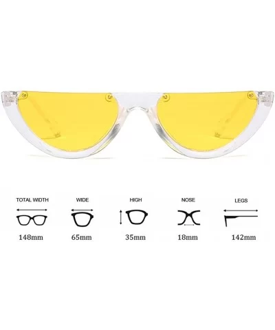 Cat's Eye Sunglasses Triangle Half Frame - Retro Sunglasses for Women Vintage Super Cool Sunglasses - CB189X5WGND $6.88 Cat Eye