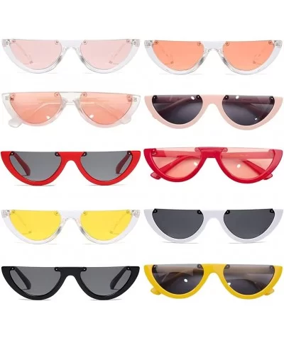 Cat's Eye Sunglasses Triangle Half Frame - Retro Sunglasses for Women Vintage Super Cool Sunglasses - CB189X5WGND $6.88 Cat Eye