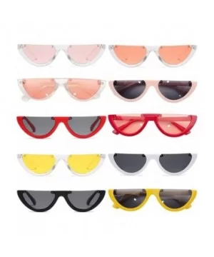 Cat's Eye Sunglasses Triangle Half Frame - Retro Sunglasses for Women Vintage Super Cool Sunglasses - CB189X5WGND $6.88 Cat Eye