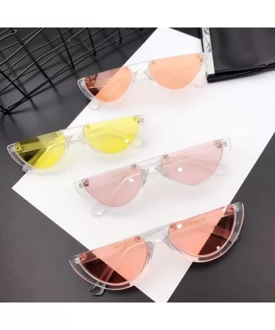 Cat's Eye Sunglasses Triangle Half Frame - Retro Sunglasses for Women Vintage Super Cool Sunglasses - CB189X5WGND $6.88 Cat Eye