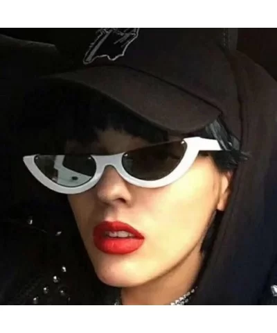 Cat's Eye Sunglasses Triangle Half Frame - Retro Sunglasses for Women Vintage Super Cool Sunglasses - CB189X5WGND $6.88 Cat Eye