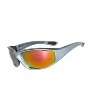 Men's Full Shield Mirror Lens Wrap Around Sunglasses Sport Cycling Running - Silver Red - CE11SCR1ZRH $8.26 Sport