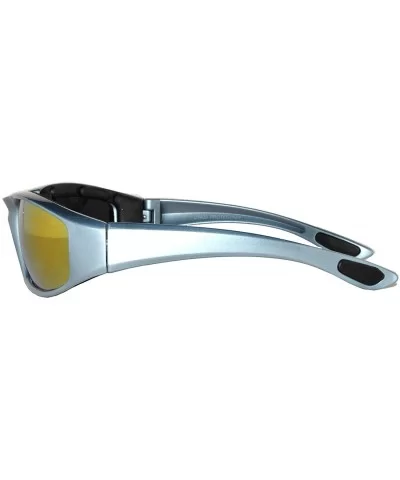 Men's Full Shield Mirror Lens Wrap Around Sunglasses Sport Cycling Running - Silver Red - CE11SCR1ZRH $8.26 Sport