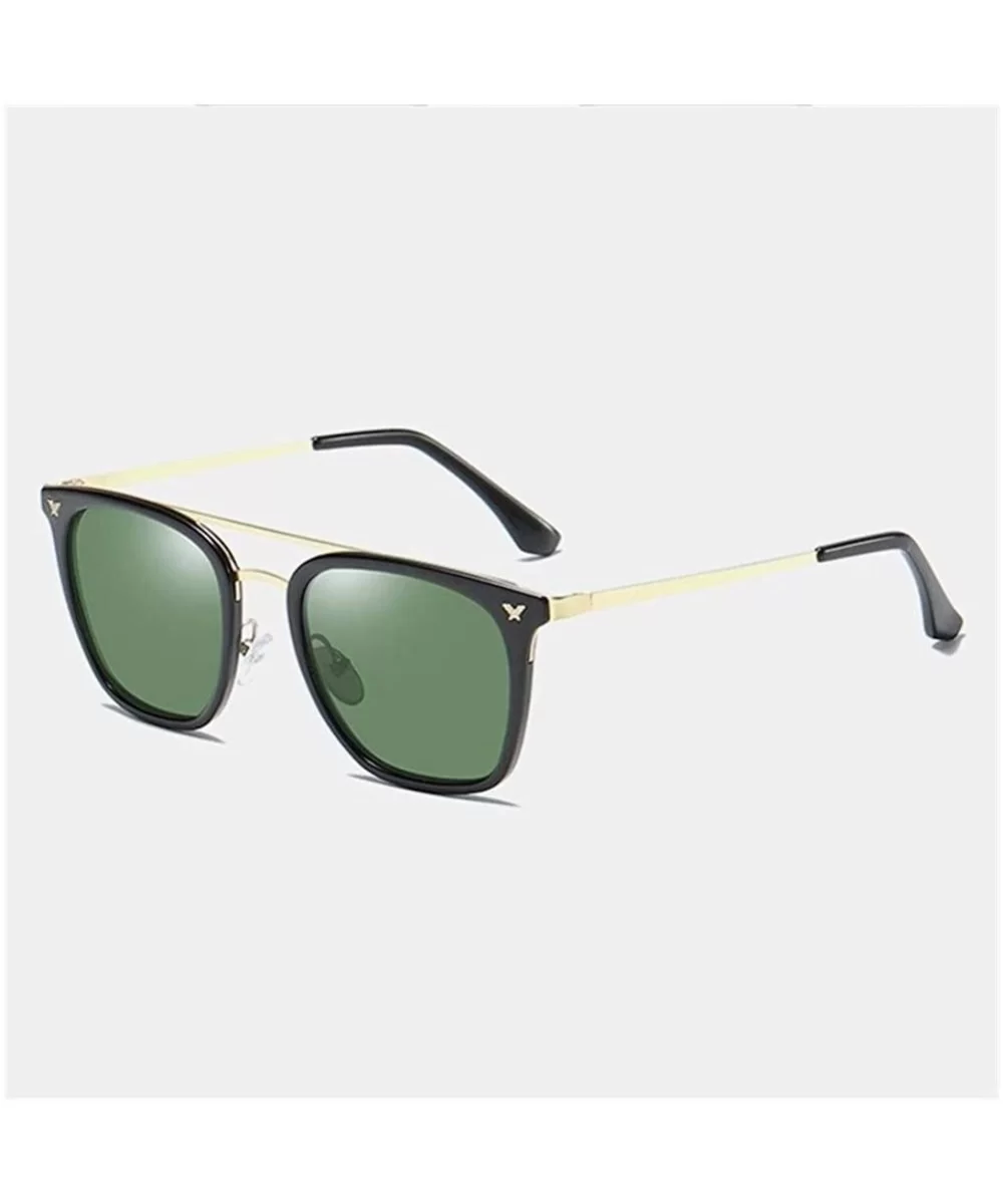 Flat Top Square Polarized Sunglasses for Men and Women UV400 - C3 Black Green - CJ198KNH2EL $10.50 Square