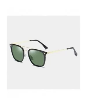 Flat Top Square Polarized Sunglasses for Men and Women UV400 - C3 Black Green - CJ198KNH2EL $10.50 Square