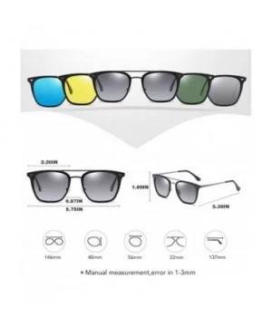 Flat Top Square Polarized Sunglasses for Men and Women UV400 - C3 Black Green - CJ198KNH2EL $10.50 Square