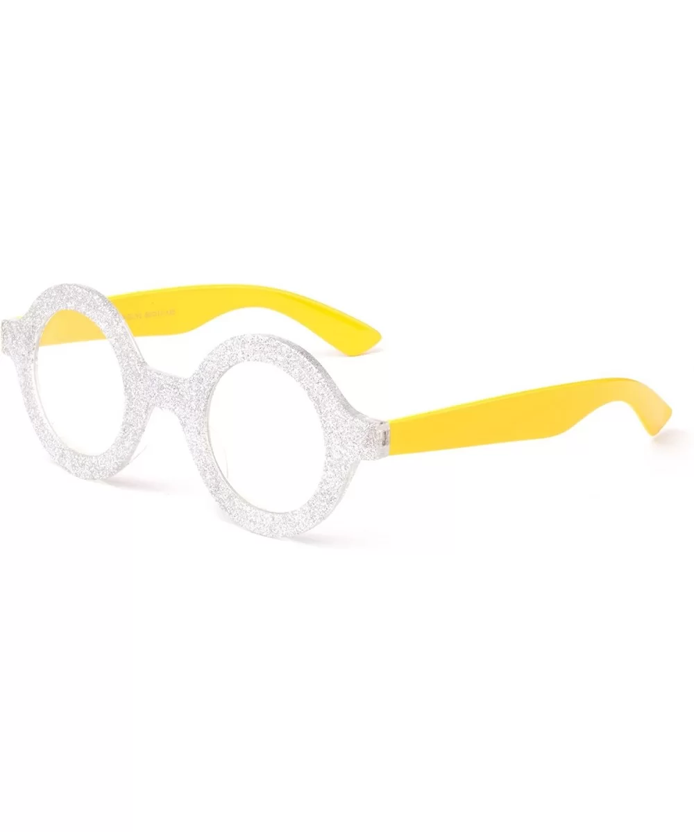 Newbee Fashion Round Costume Glitter Party Halloween Glasses - Silver/Yellow - CL12MZB45WP $7.99 Round