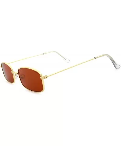 Fashion Vintage Metal Frame Sunglasses for Men and Women UV 400 Protection - Golden Frame Red Lens - CQ18RDIXQ7W $7.95 Round