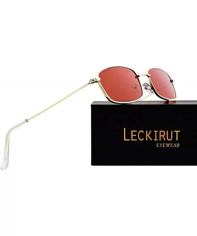 Fashion Vintage Metal Frame Sunglasses for Men and Women UV 400 Protection - Golden Frame Red Lens - CQ18RDIXQ7W $7.95 Round