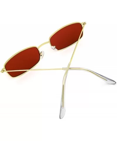 Fashion Vintage Metal Frame Sunglasses for Men and Women UV 400 Protection - Golden Frame Red Lens - CQ18RDIXQ7W $7.95 Round