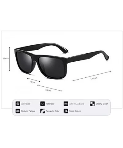 Fashion Classic Polarized Sunglasses Men Vintage Design Square Women Shades - Black Green - CL197I0WSOO $7.87 Square