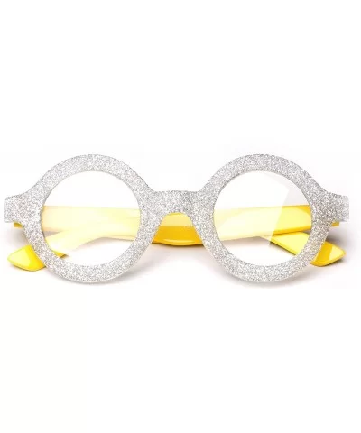 Newbee Fashion Round Costume Glitter Party Halloween Glasses - Silver/Yellow - CL12MZB45WP $7.99 Round