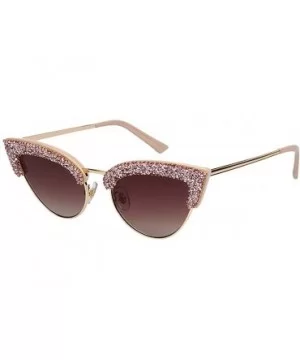 Sparkling Crystal Cat Eye Sunglasses UV Protection Rhinestone Sunglasses - Pink Frame - CQ18XRWATST $17.54 Round