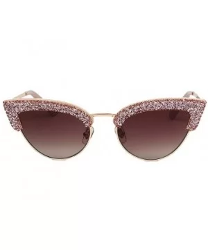 Sparkling Crystal Cat Eye Sunglasses UV Protection Rhinestone Sunglasses - Pink Frame - CQ18XRWATST $17.54 Round