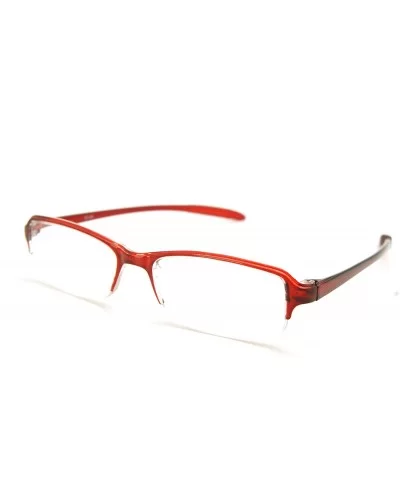 Super Lightweight Reading Glasses Free Pouch HalfRim - Red Crystal Transparent - CE187S69SQ0 $16.58 Rimless