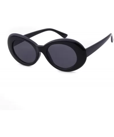 UV400 Clout Goggles Bold Retro Oval Mod Thick Frame Sunglasses - Black Frame&black Lens - CC18ITR4SIO $7.83 Round