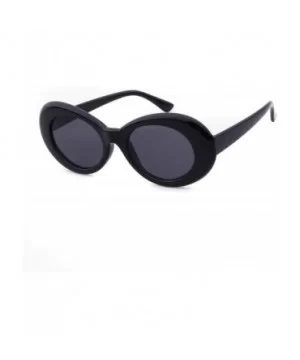 UV400 Clout Goggles Bold Retro Oval Mod Thick Frame Sunglasses - Black Frame&black Lens - CC18ITR4SIO $7.83 Round