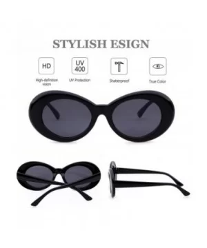 UV400 Clout Goggles Bold Retro Oval Mod Thick Frame Sunglasses - Black Frame&black Lens - CC18ITR4SIO $7.83 Round